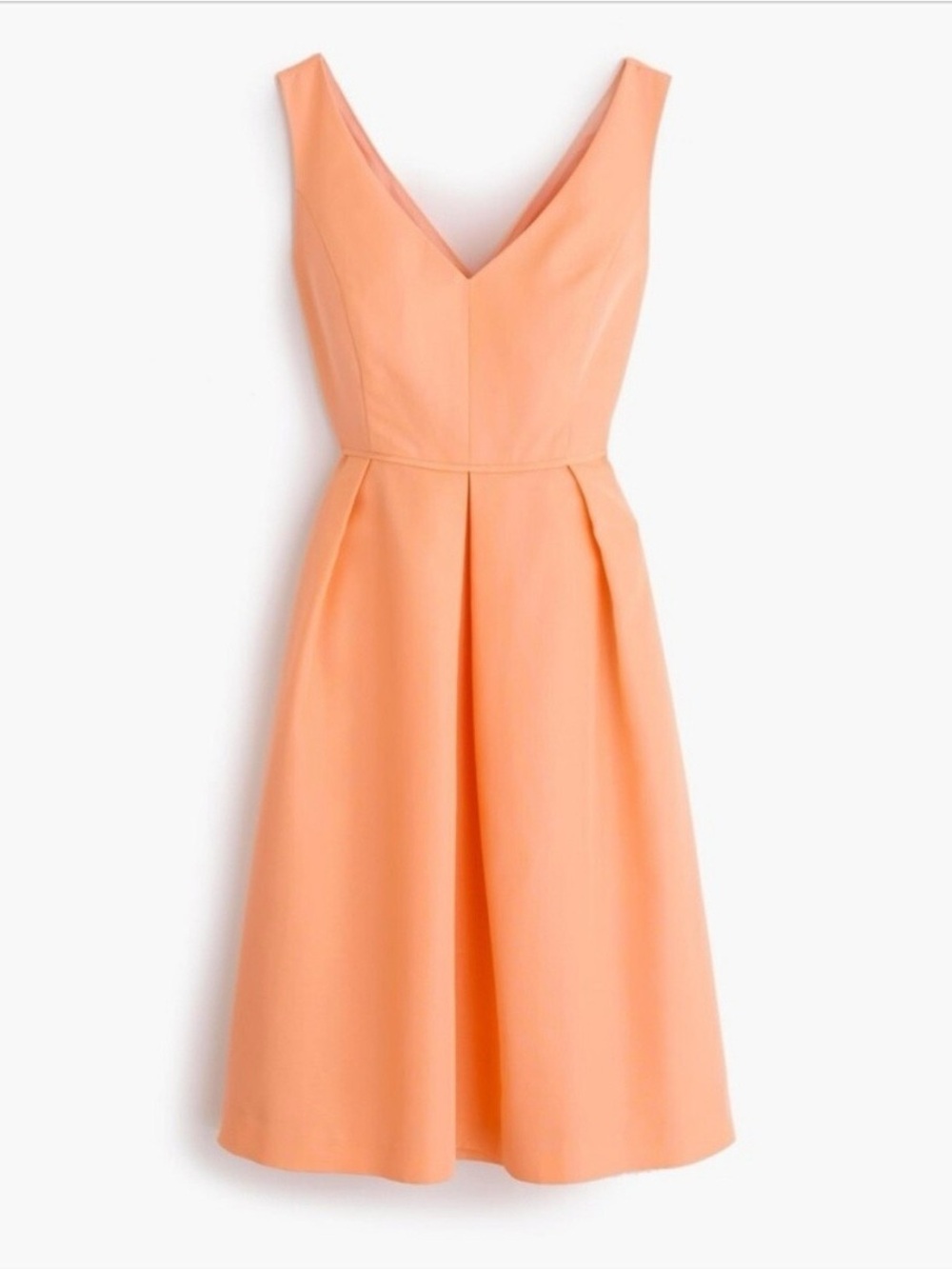 J. Crew Sleeveless Bright Coral Pleated Skirt Dress